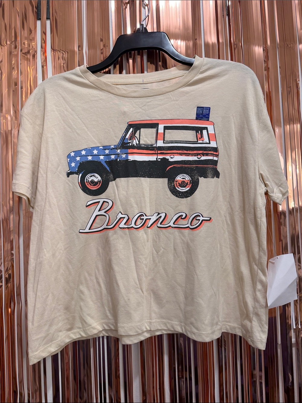 Ford Kids Short Sleeve Tee in Cream with Red, White & Blue Bronco Graphic